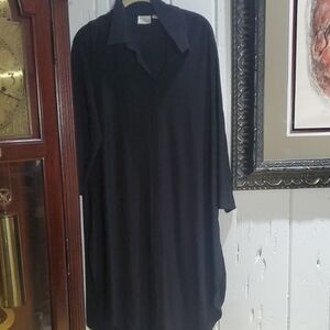 Women with Control Elegant Black Dress with side split L-Tall